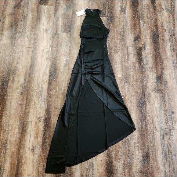 Retrofete Sab Dress Black Maxi Halter Satin Size Small NWT Sleeveless - Picture 4 of 15